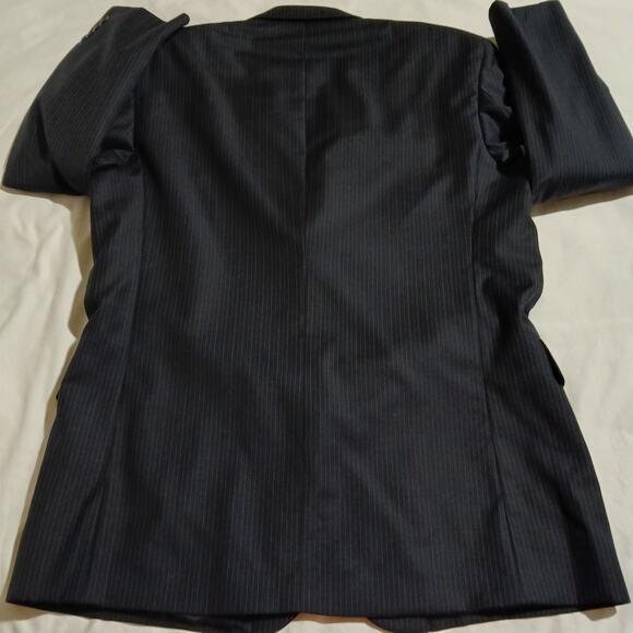 Jos A Bank Signature Collection 42R !00% Wool Navy 2 Color Stripe Men's Blazer - Picture 8 of 12